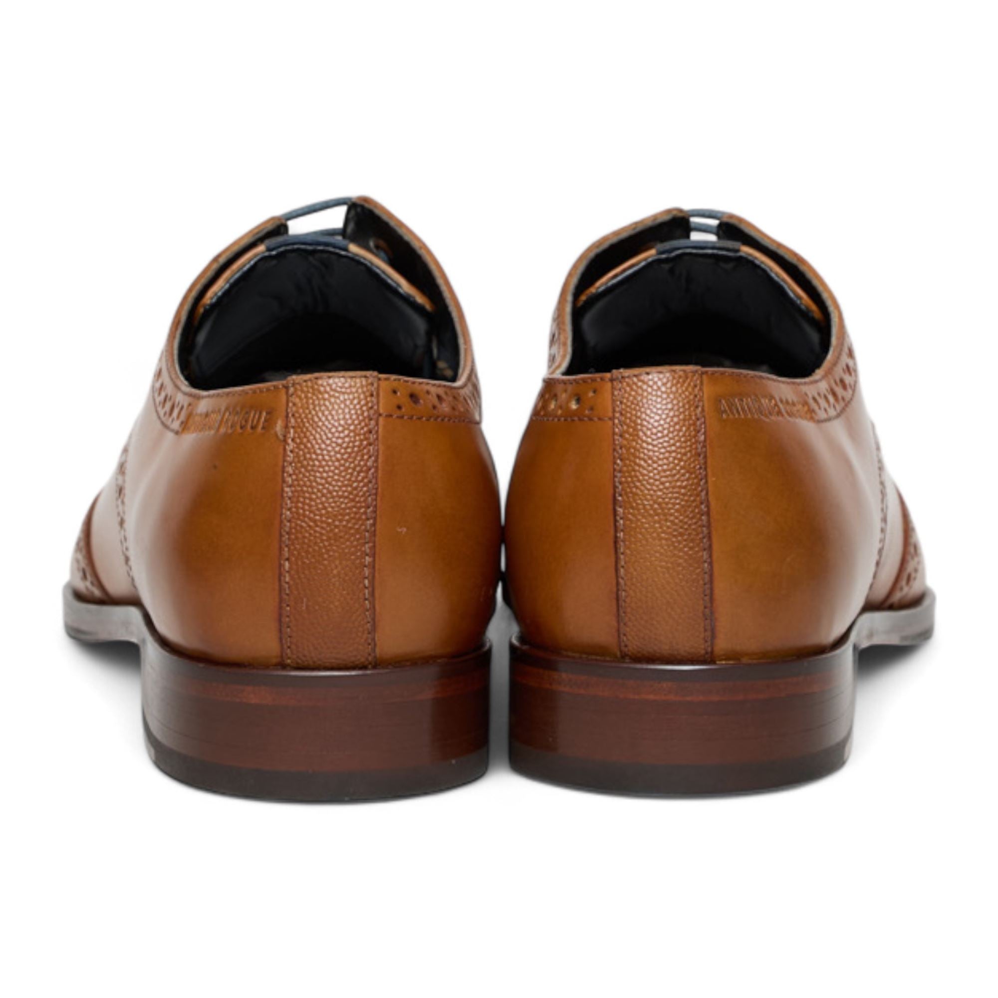 Men’s Tan Brown Leather Oxford Derby Classic Formal Lace-Up Brogue Shoes