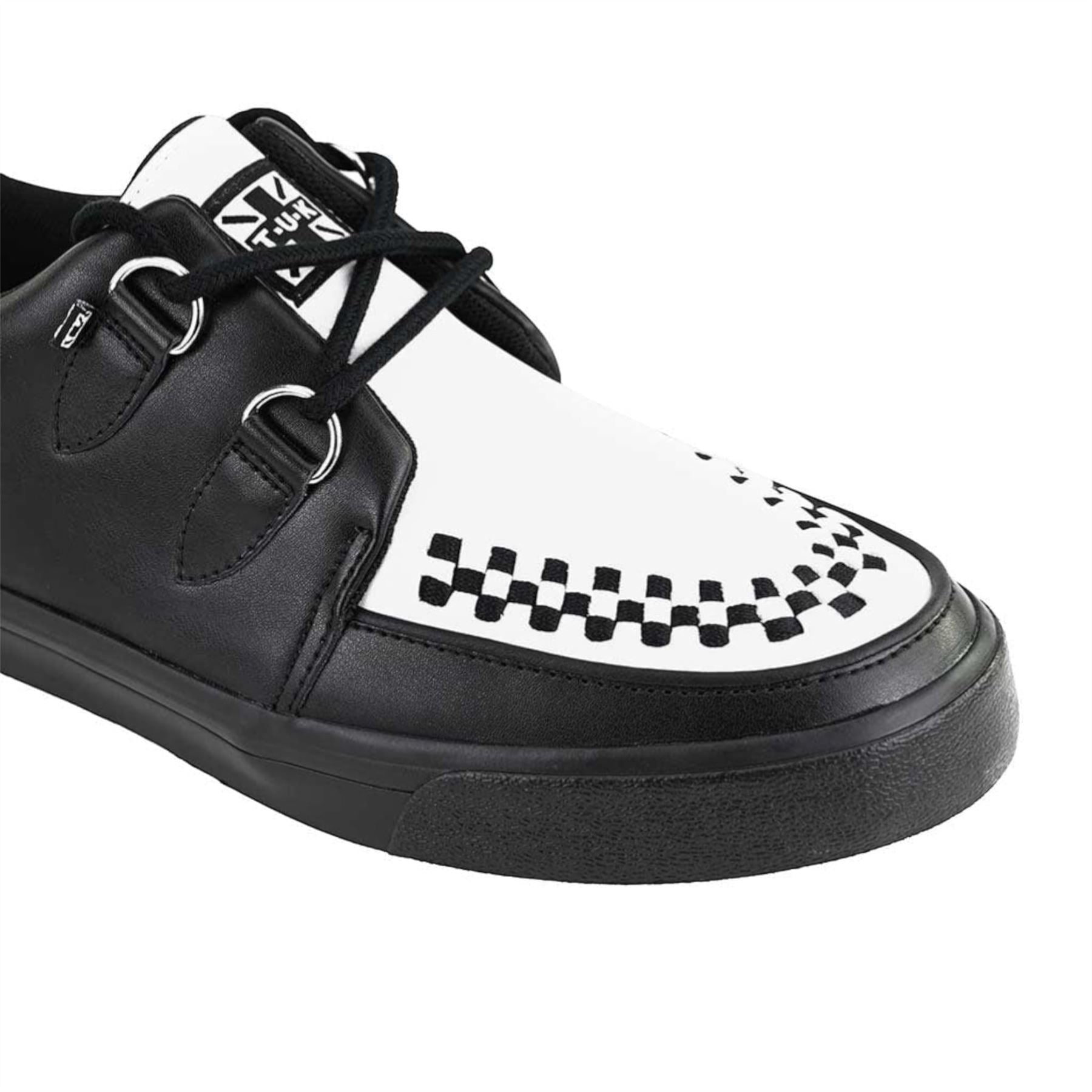 Pointed Creeper Sneaker Black White Leather Platform Shoes