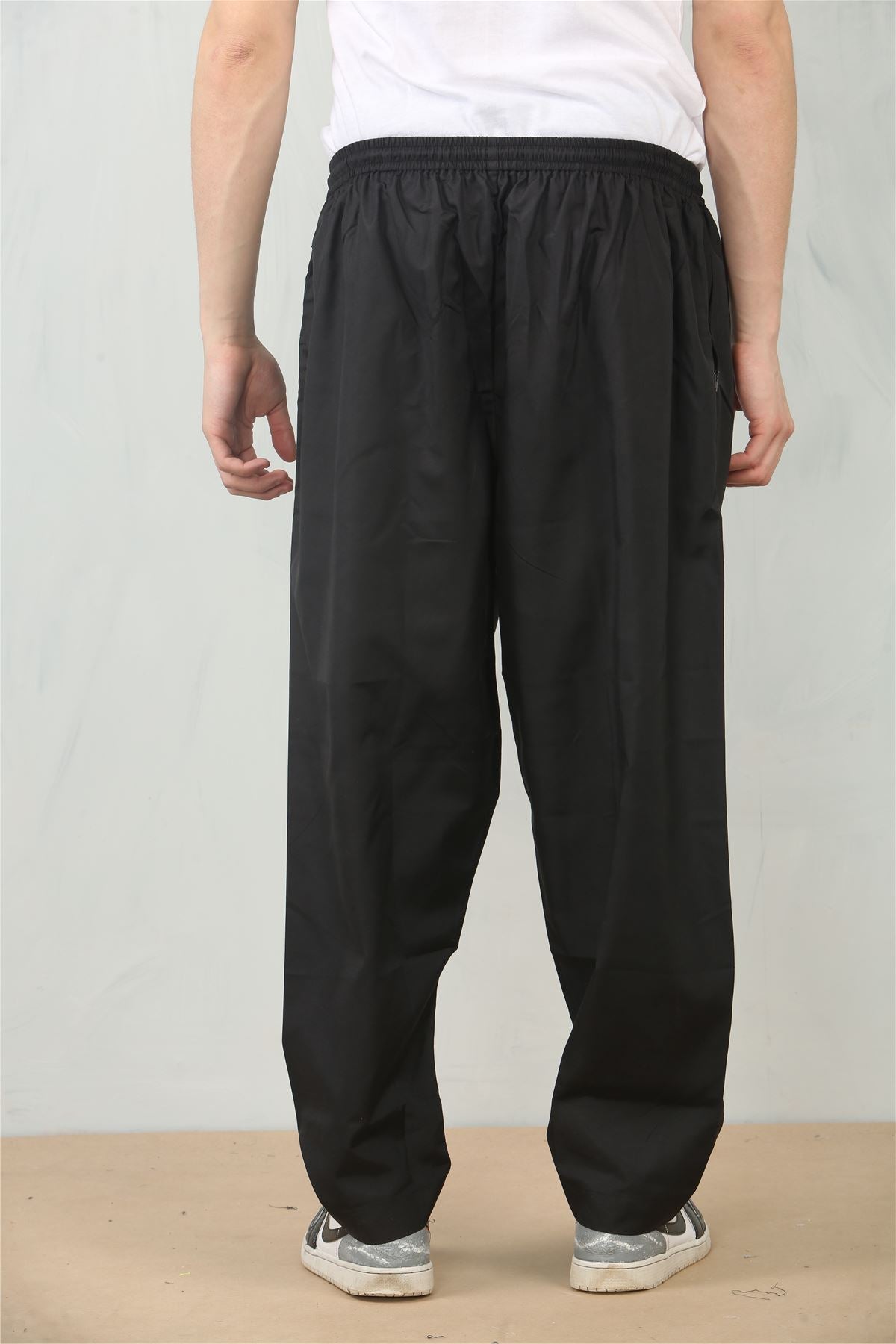 Men's Black Comfort Thobe Trousers Pants Lounge Elasticated Zip Pockets Premium Quality