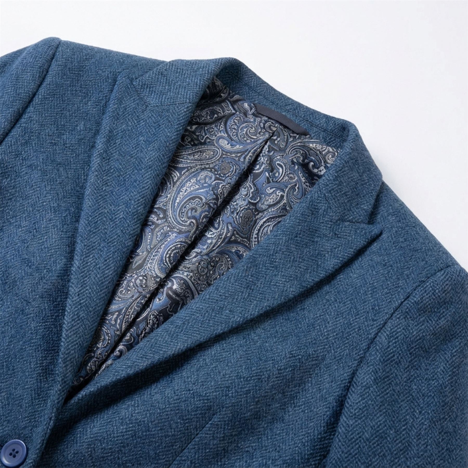 IMW-01 - Women's Blue Tweed Herringbone Blazer Waistcoat