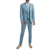 James - Men's Light Blue 3 Piece Textured Suit