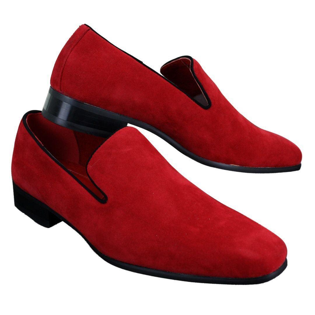 Mens Slip On Suede Driving Loafers Shoes Leather Smart Casual Red Blue Black - Knighthood Store