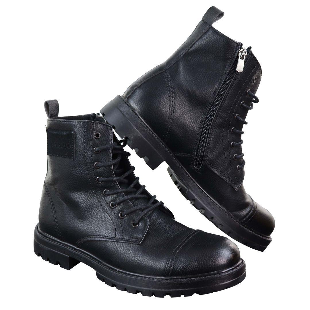 Mens Ankle Boots Military Army Laced Zip Casual Combat Vintage Classic Leather - Knighthood Store