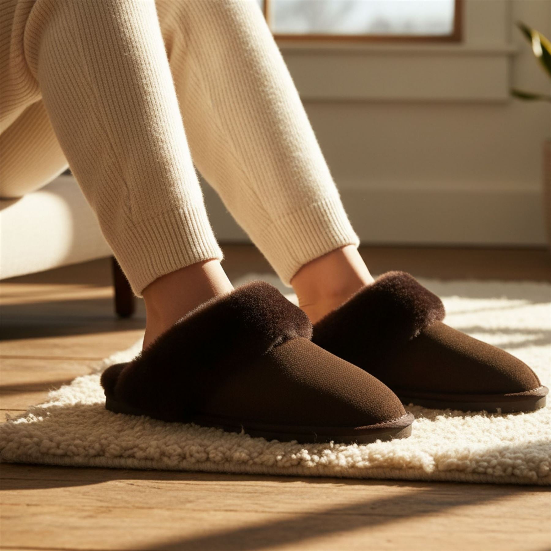Luna - Women's Sheepskin Suede Mule Slippers