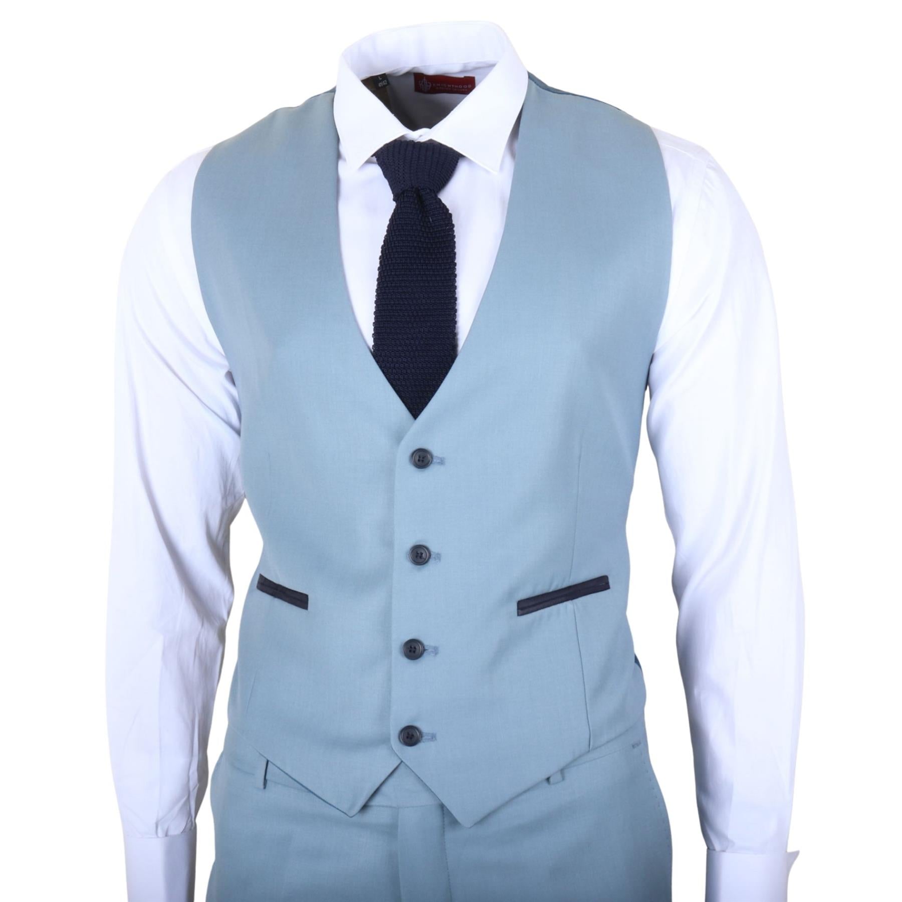 IM32 - Men's Plain Turquoise Blue 3 Piece Suit