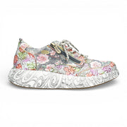 Nikito 62 - Women's Grey Floral Leather Platform Sneakers