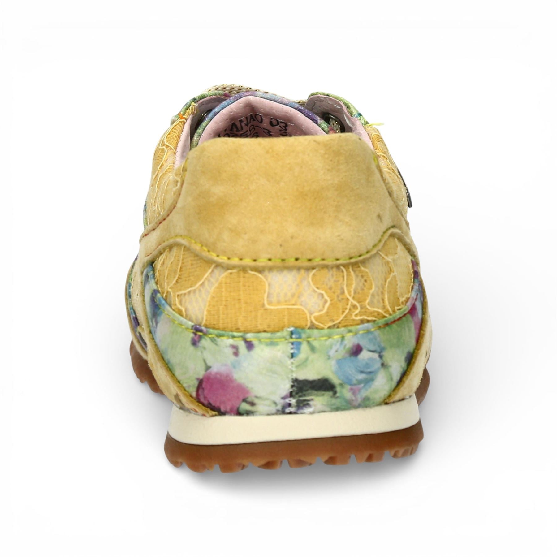 Tivanao 03 - Women's Yellow Floral Leather Sneakers