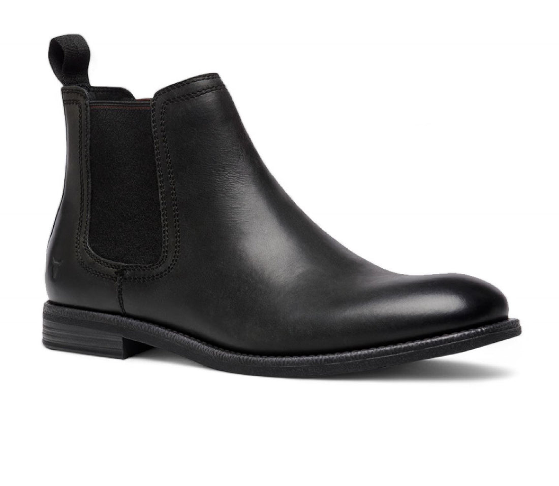 Sergio - Men's Black Slip On Leather Chelsea Boots
