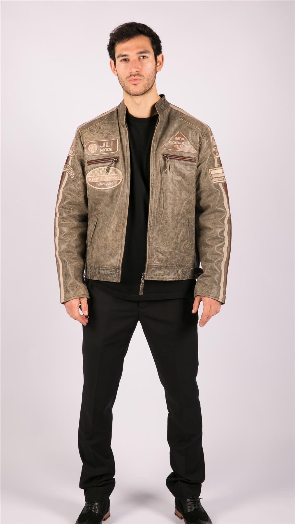 Men's Zipped Biker Leather Jacket | Infinity - Knighthood Store