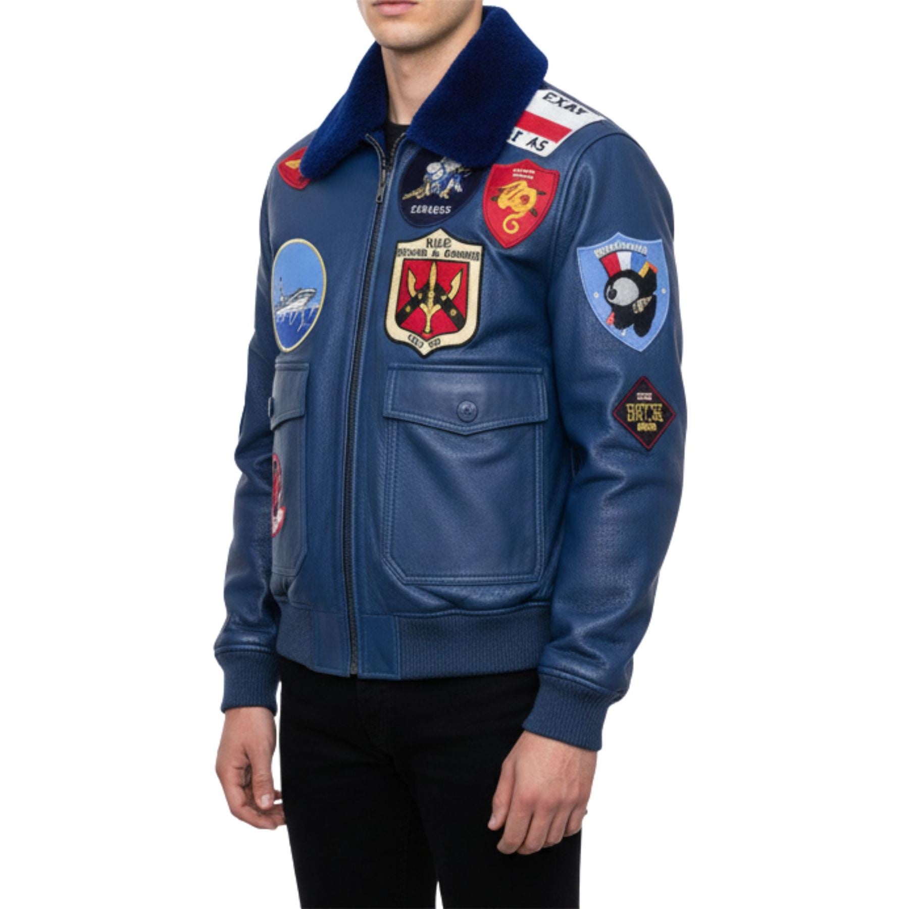 Men's Cowhide Top Gun Maverick Leather Aviator Bomber Jacket
