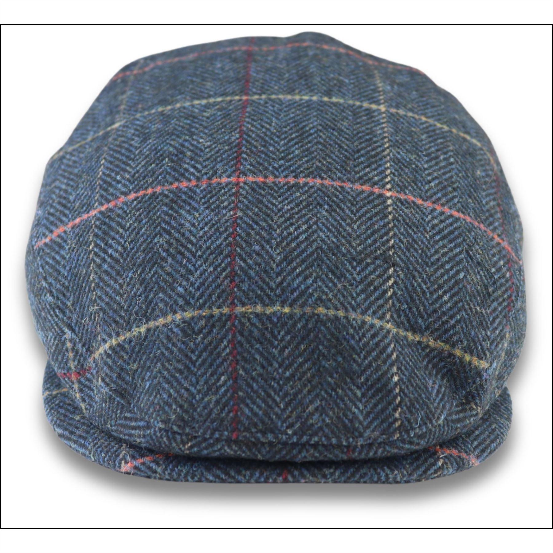 Men's Flat Cap Wool Blend Tweed Herringbone Check Gatsby Ivy Del Boy Newsboy Hat - Knighthood Store