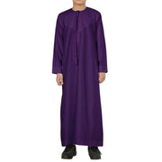 Boy's Thobe Emirati Omani Jubba Islamic Clothing Muslim Kaftan Eid Robe String Tassel | Purple