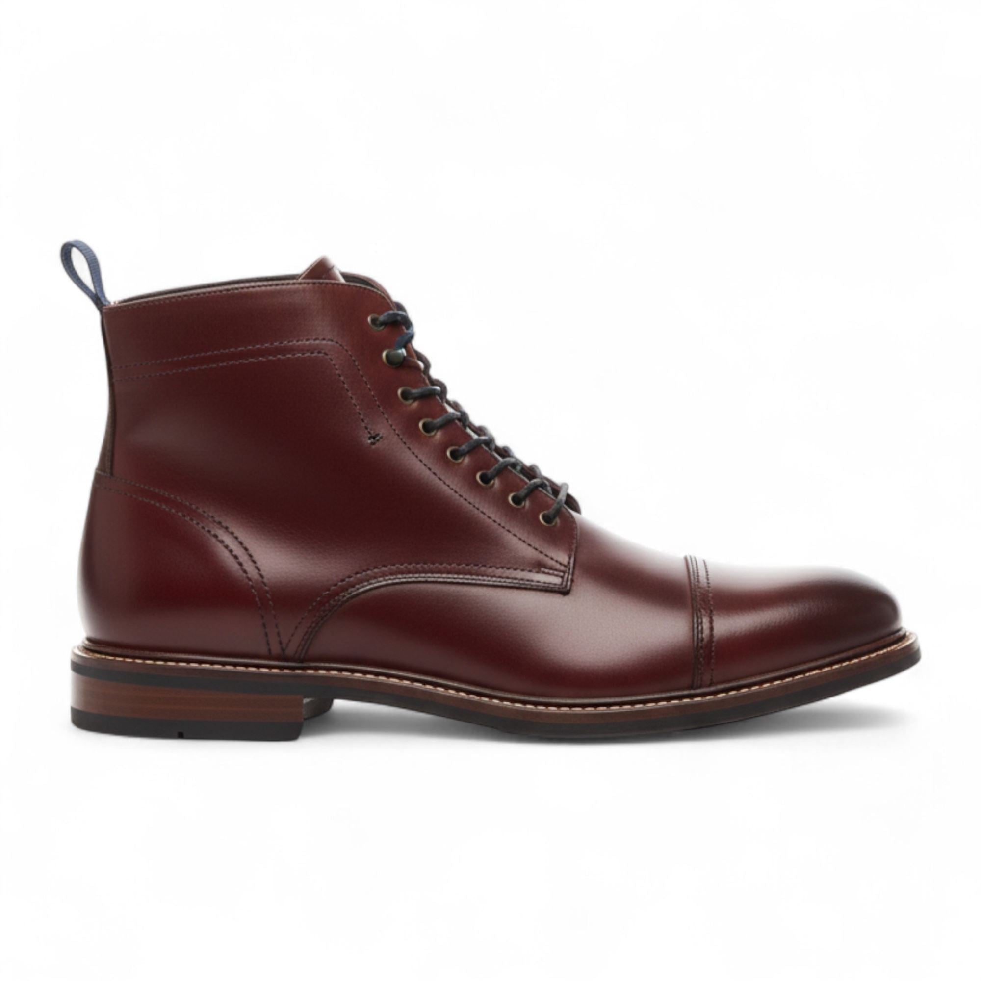 Men's Capped Balmoral Burgundy Leather Dress Ankle Boots