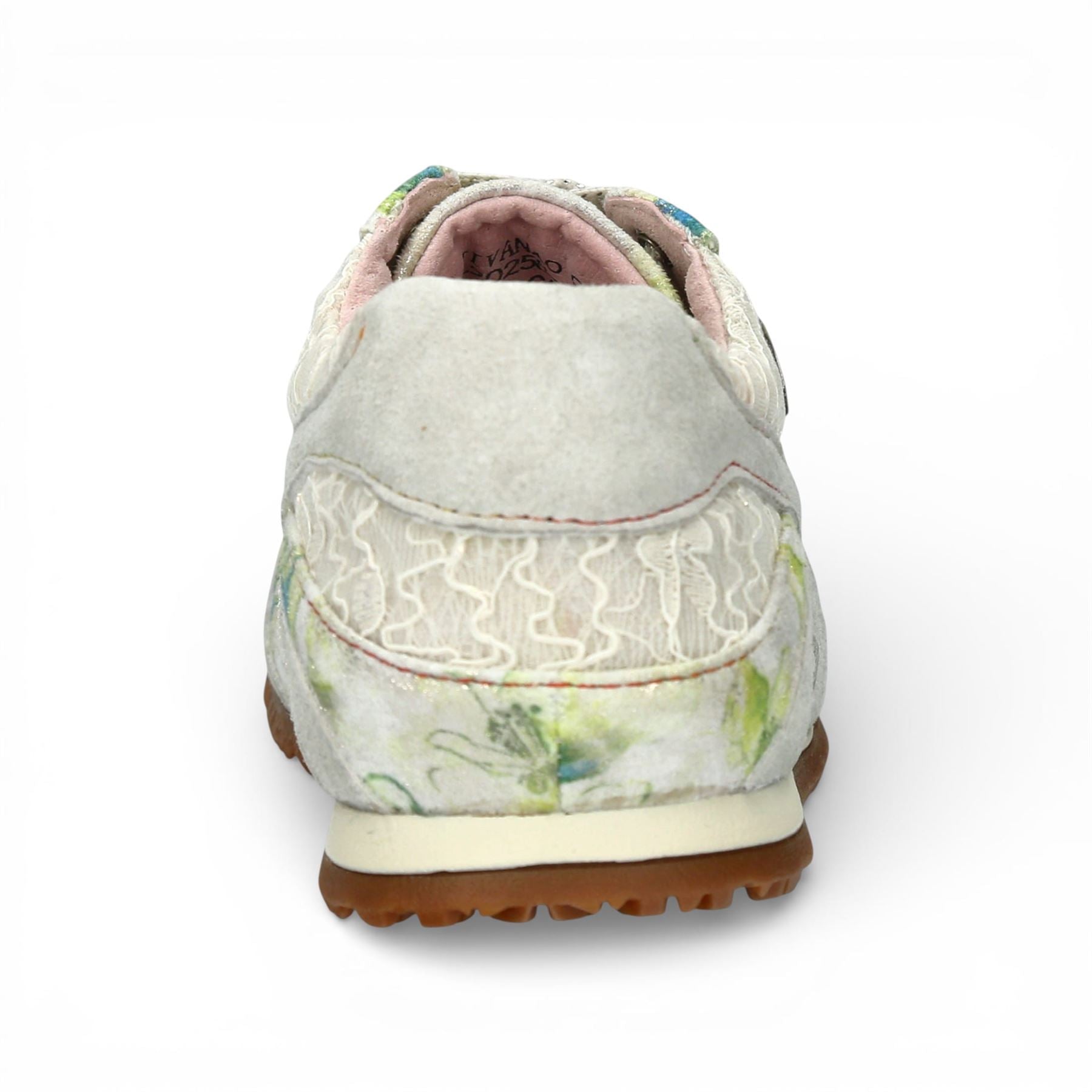 Tivanao 03 - Women's Beige Floral Leather Sneakers