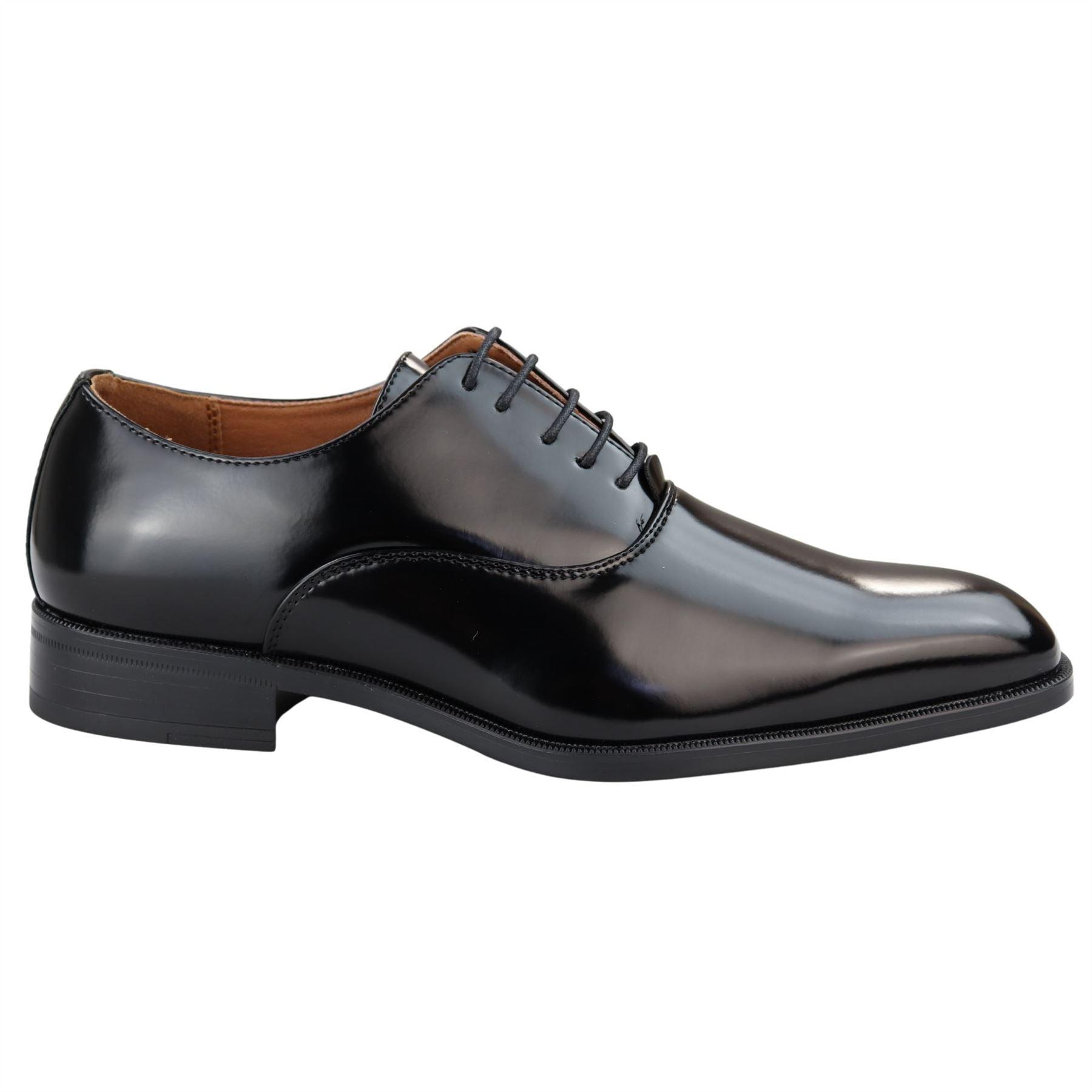 Mens Smart Formal Patent Oxford Shoes Shiny Laced Classic Round Toe Dress - Knighthood Store