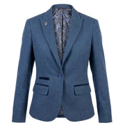 IMW-01 - Women's Blue Tweed Herringbone Blazer Waistcoat