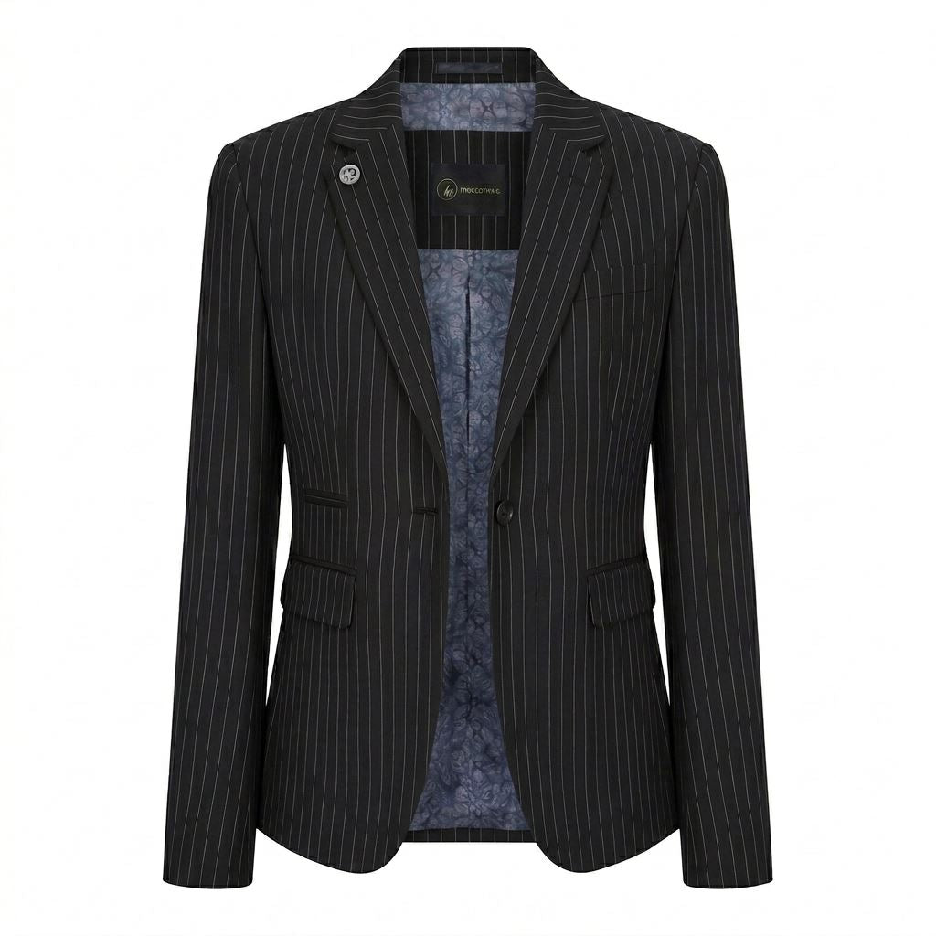 TPW-38 - Women's 3 Piece Black Pinstripe Suit