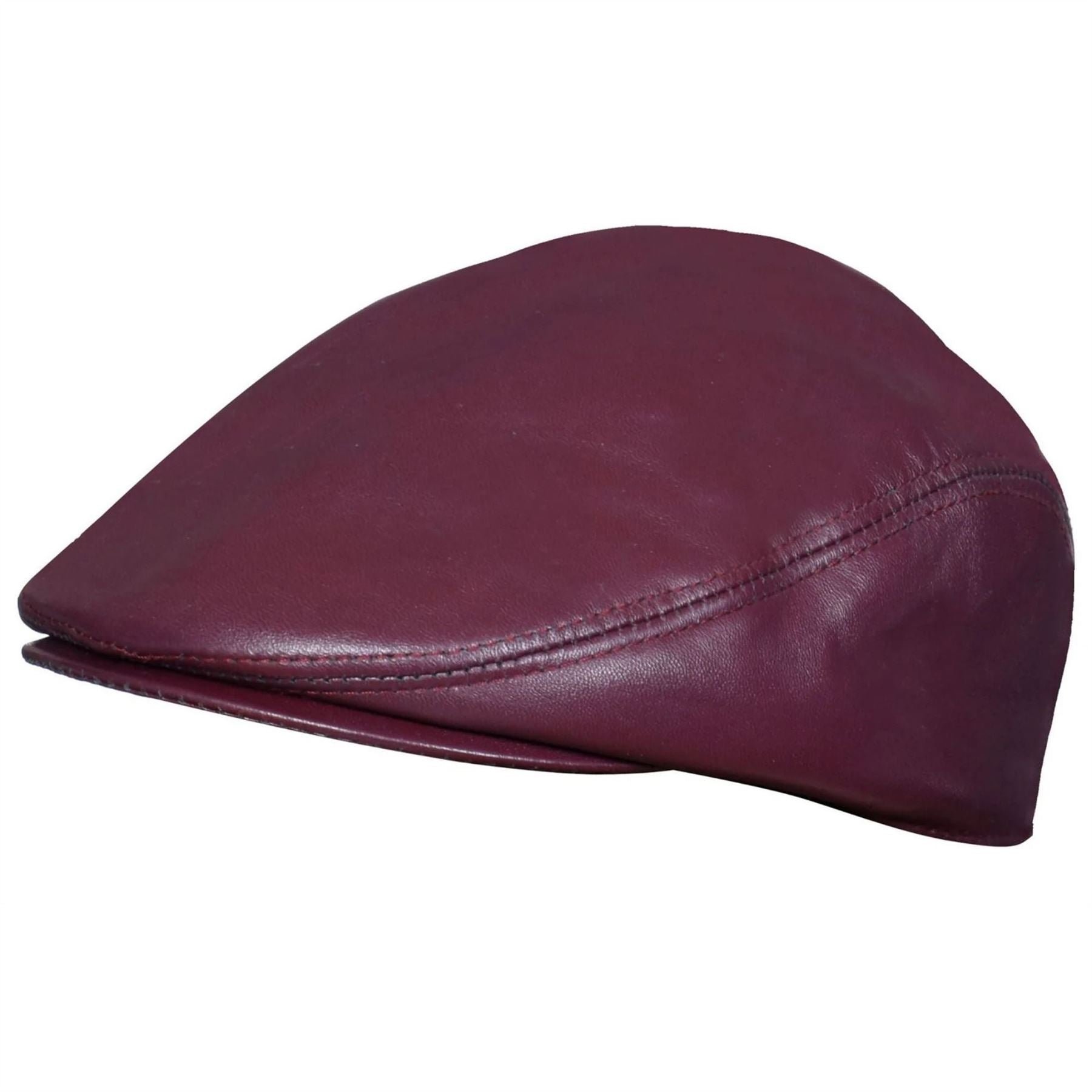 Men's Real Leather Ivy Newsboy Peaked Flat Cap