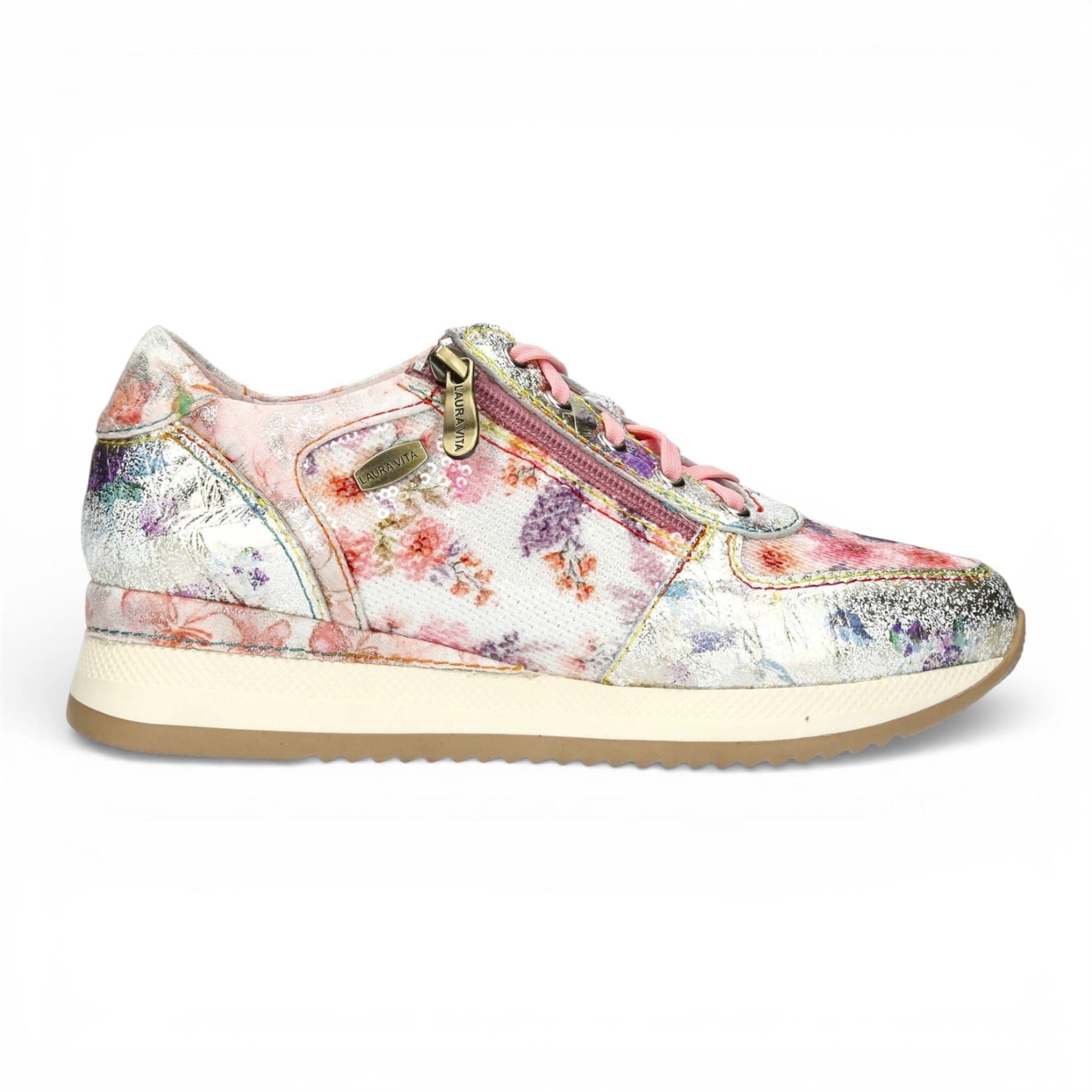 Gycmo 58 - Women's Rose Pink Floral Leather Sneakers