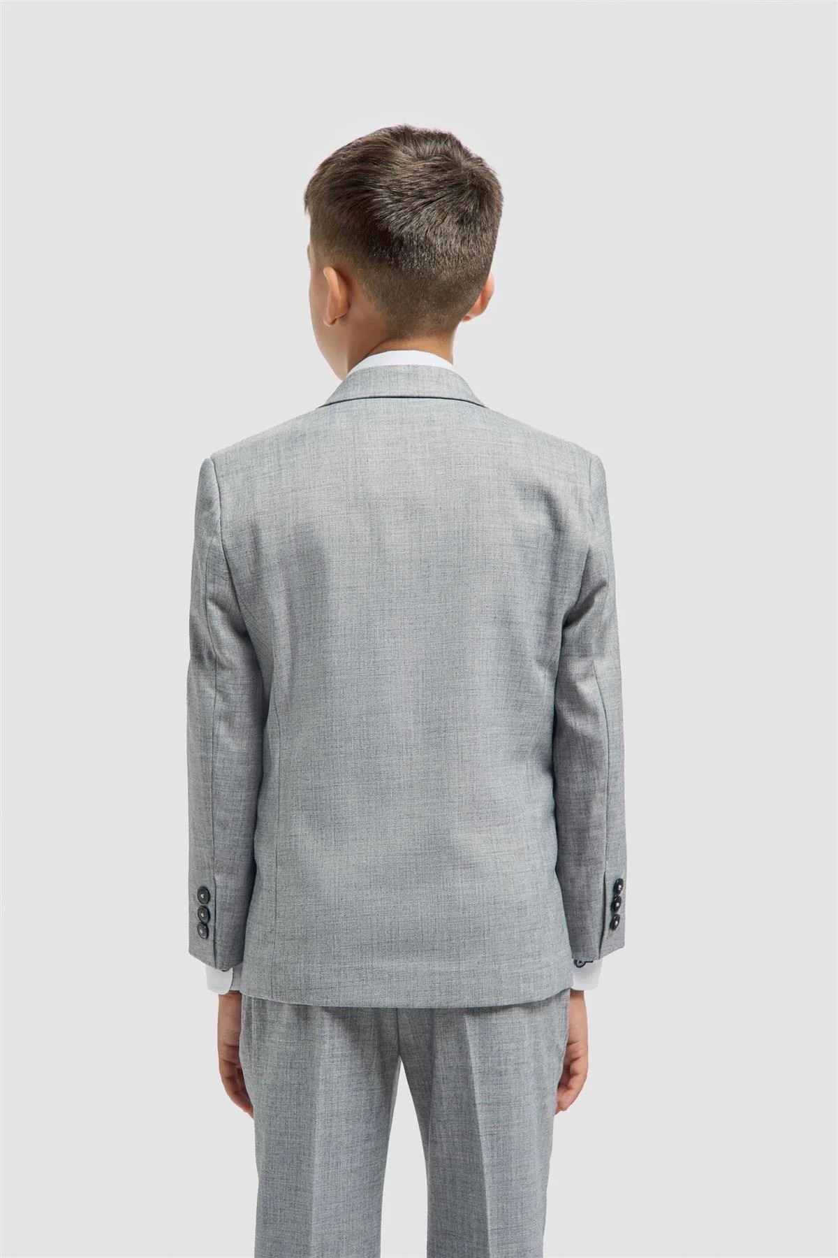 Boys Suit Grey 3 Piece Tailored Fit Classic Formal Outfit