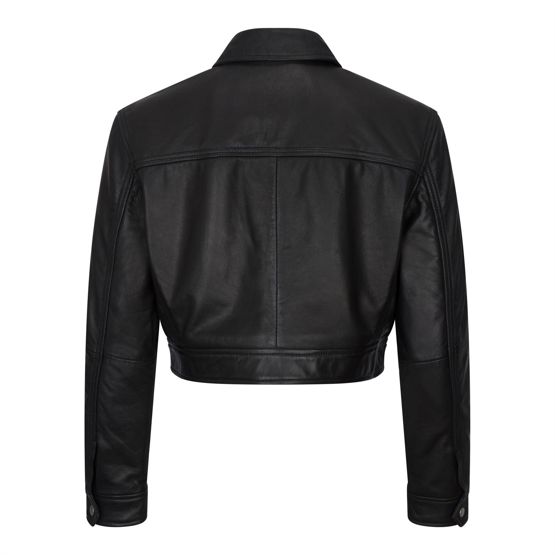 Women's Leather Jacket Cropped Biker Zipper Short Coat - Knighthood Store