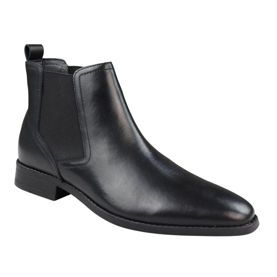 Mens Black Slip On Chelsea Boots Real Leather Smart Casual - Knighthood Store