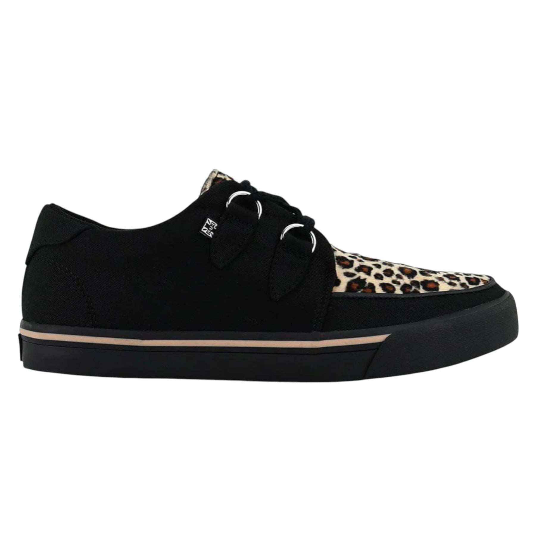 Pointed Creeper Sneaker Black Leopard Canvas Platform Shoes