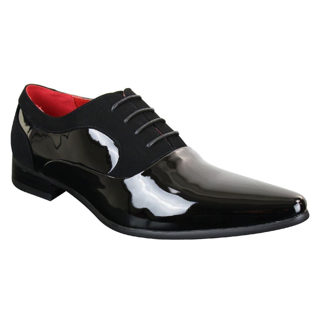 Mens Patent Shiny Suede Leather Shoes Smart Formal Laced Italian Designer - Knighthood Store