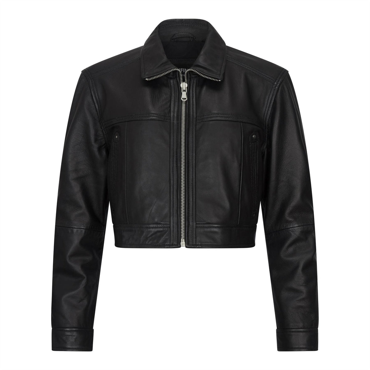 Women's Leather Jacket Cropped Biker Zipper Short Coat - X-Small
