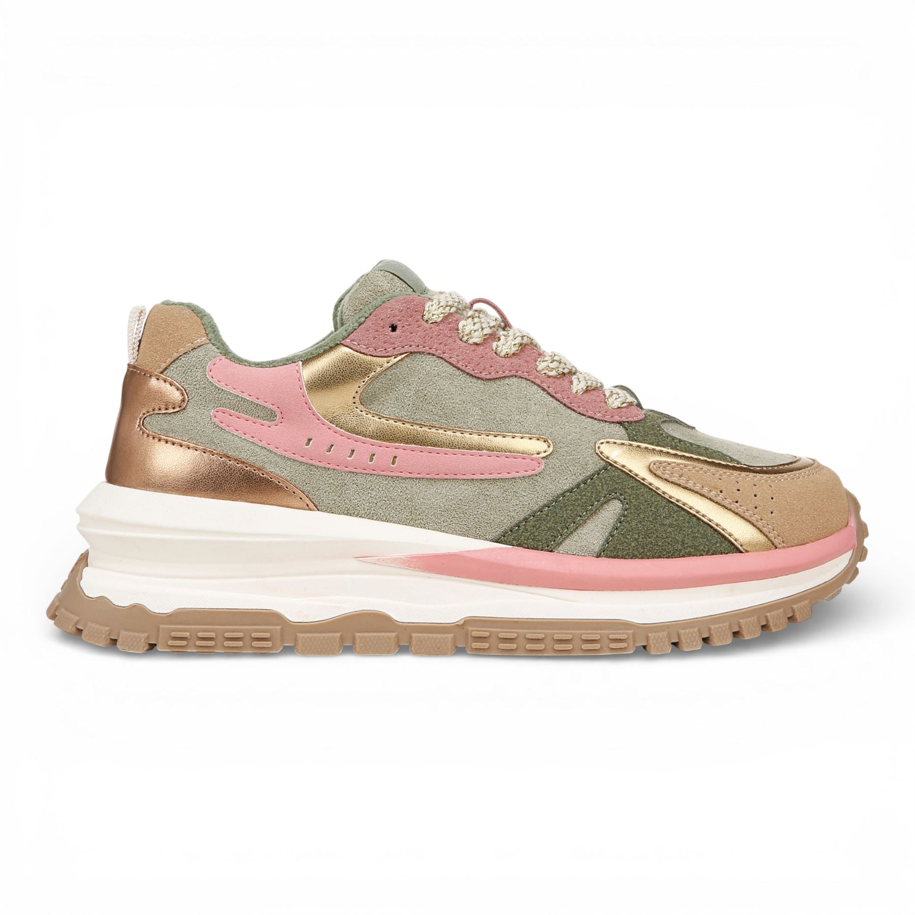 Leo - Women's Green Pink Retro Sneaker