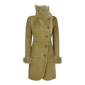 Ladies Real Sheepskin Jacket Suede Button Tailored Fit 3/4 Long Trench Coat Italian - Knighthood Store