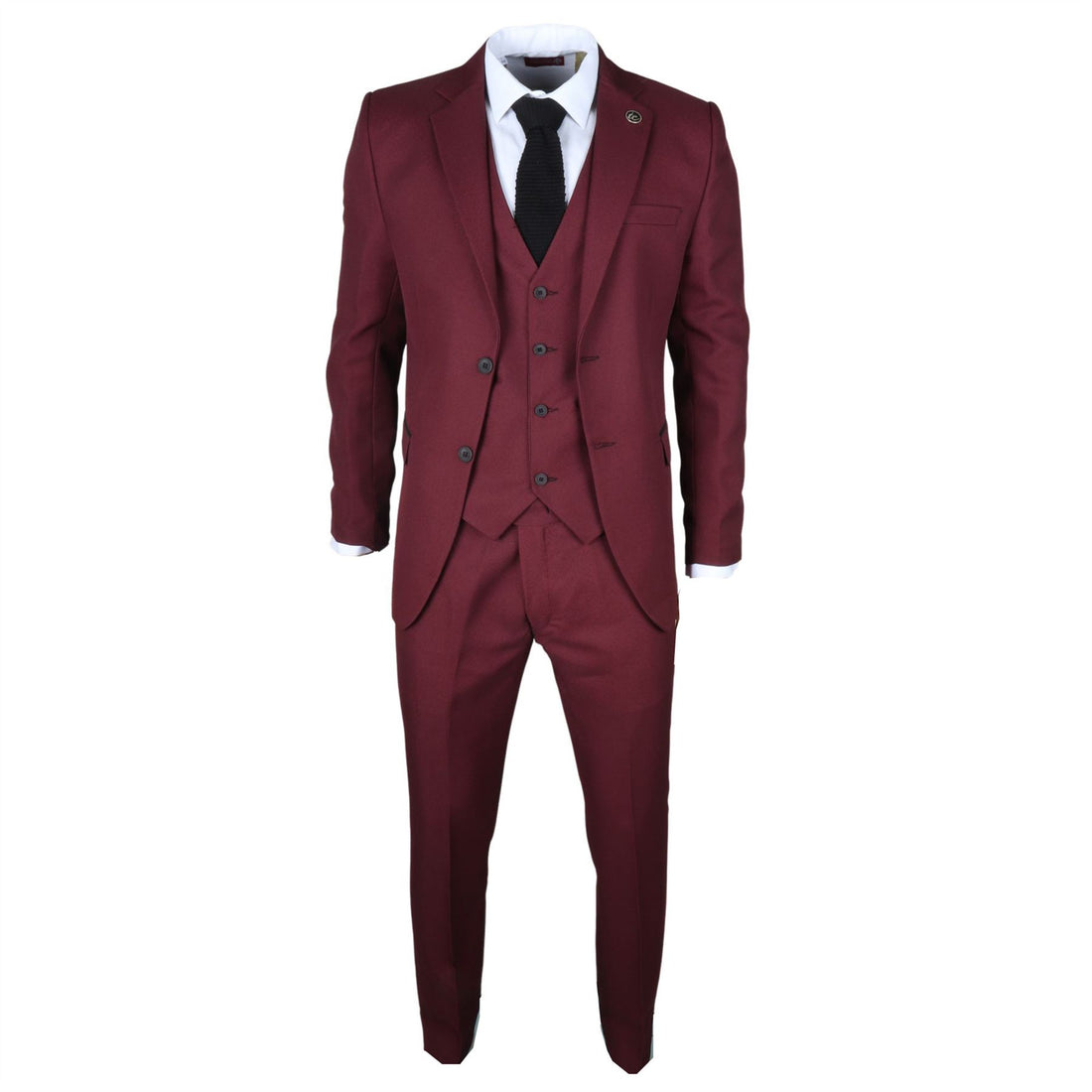 Men's Suit 3 Piece Burgundy Classic Birdseye Wedding Formal Dress