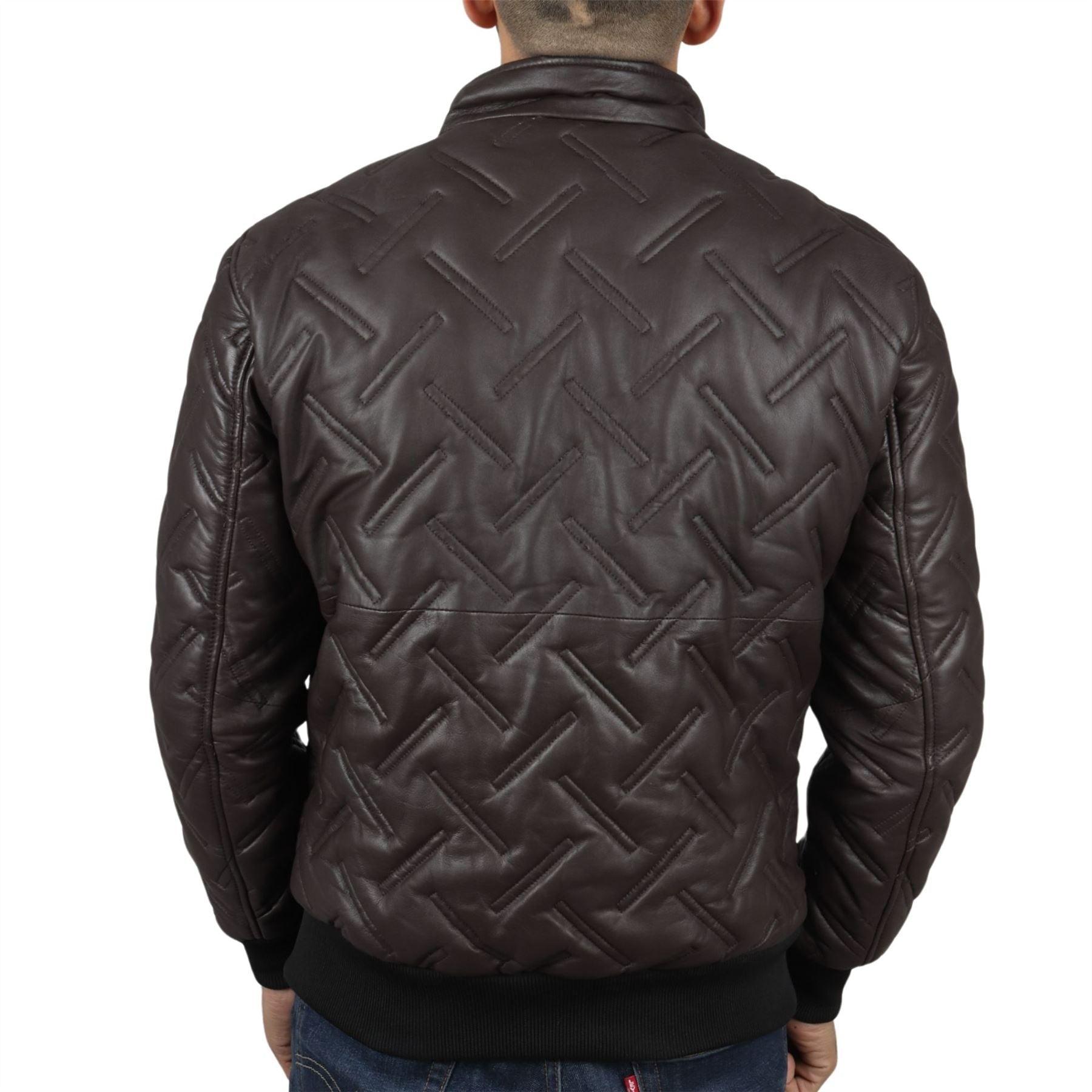 Men's Puffer Quilted Bomber Jacket Real Leather Casual - Knighthood Store