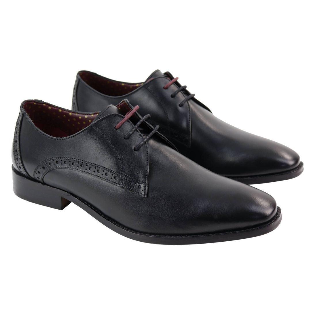 Mens Classic Laced Full Leather Derby Shoes Plain British Design Smart Casual - Knighthood Store