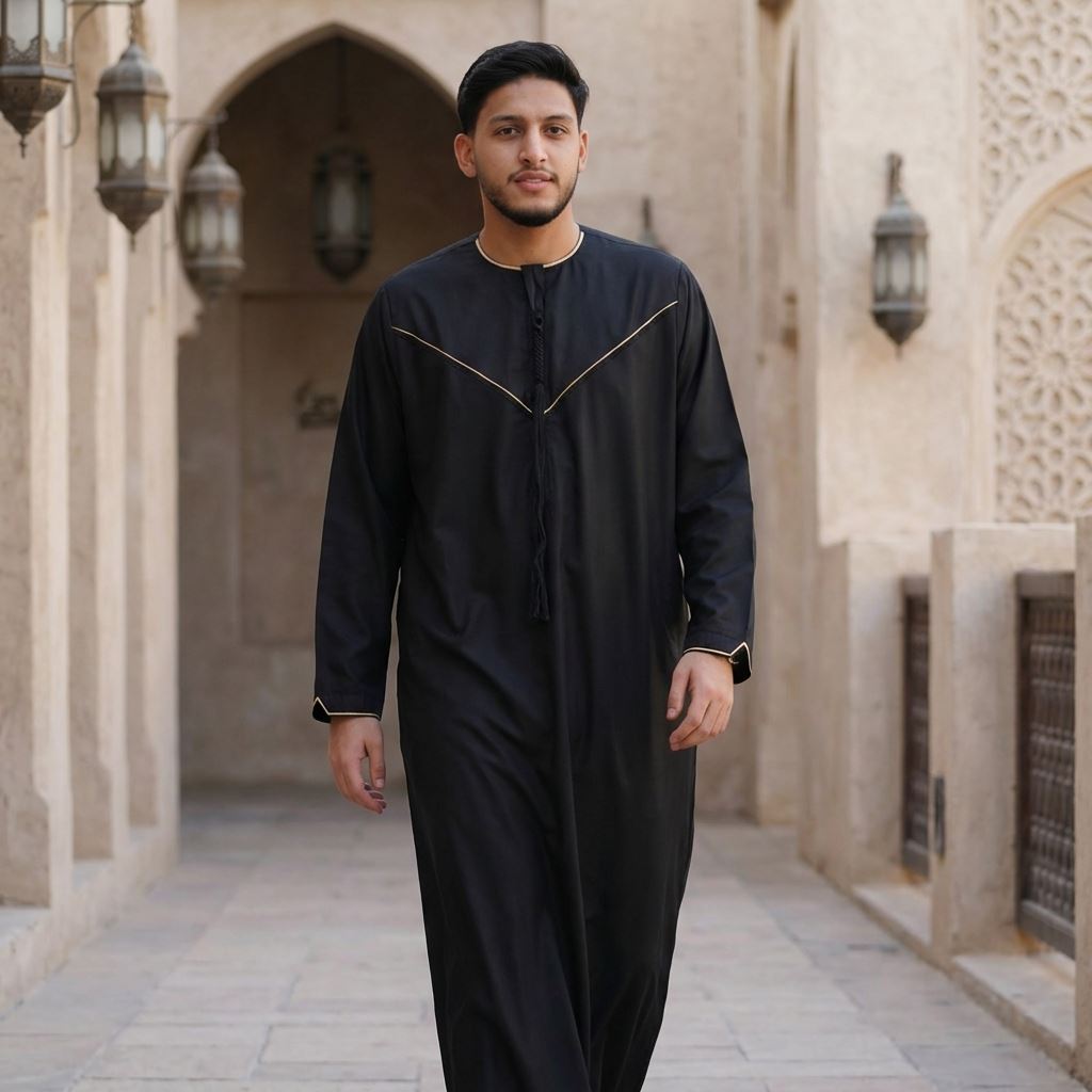 TT-007 - Men's Emirati Omani Gold Embroidery Thobe