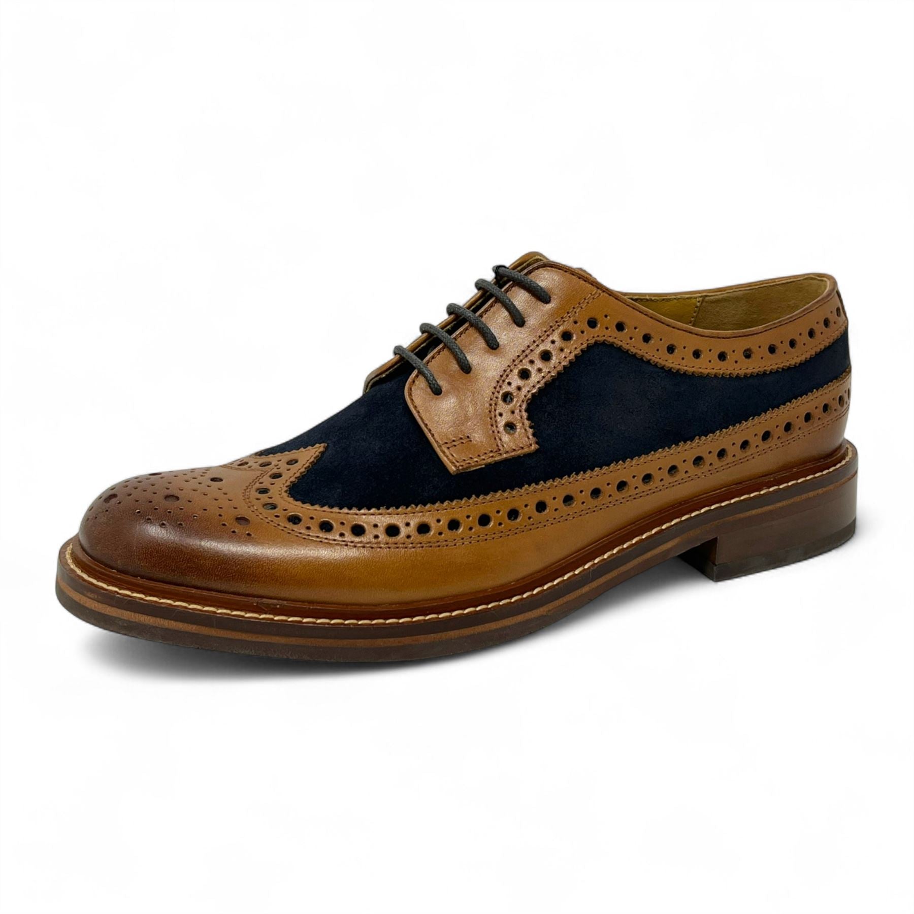 Men's Tan Brown Suede Leather Brogues Oxford Formal Shoes