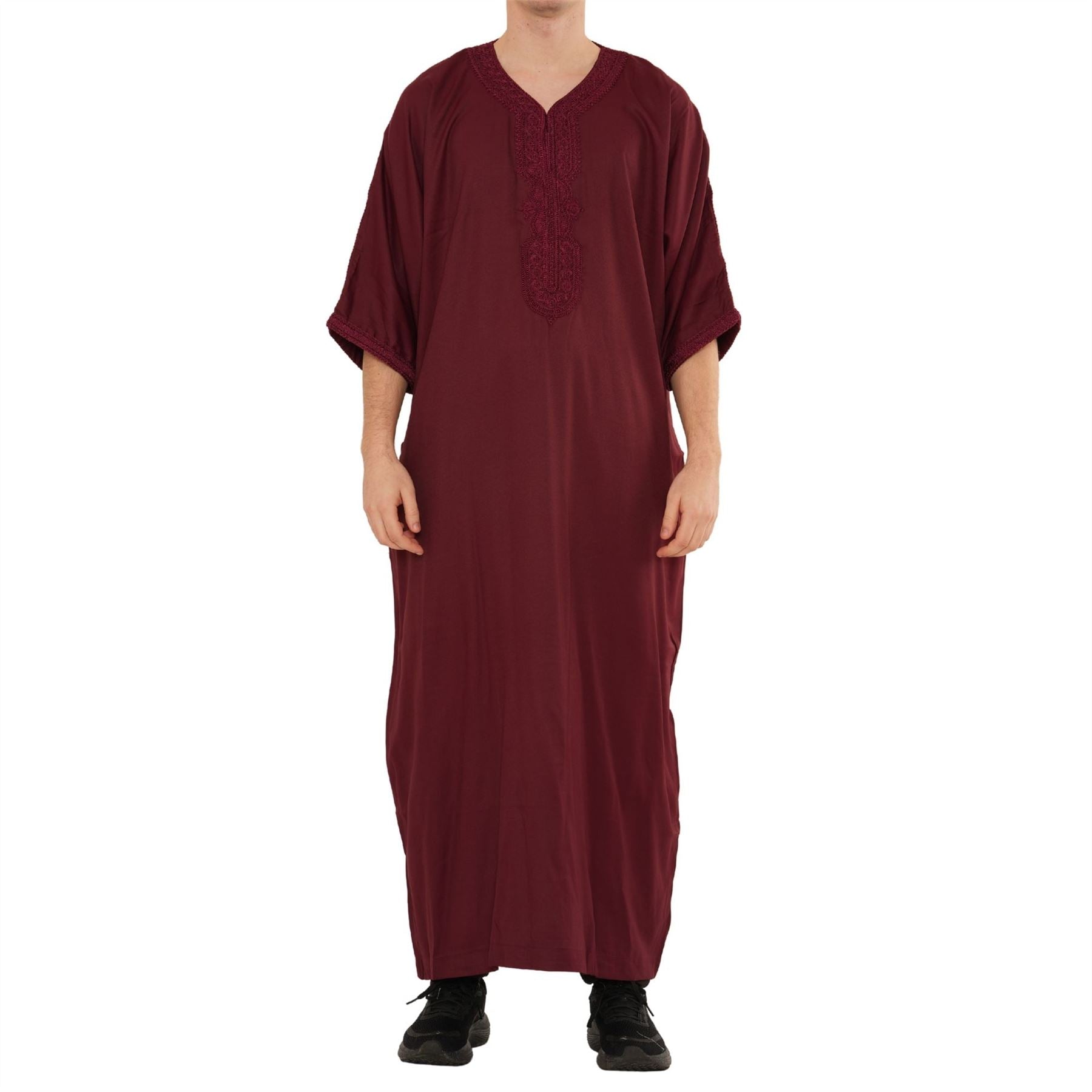 Men's Half Sleeve Embroidery Moroccan Thobe