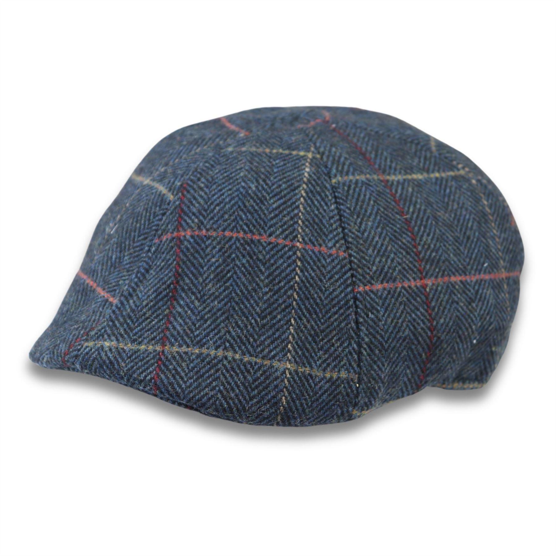 Men's Duckbill Cap Wool Blend Tweed Herringbone Check Gatsby Peaked Ivy 6 Panel Hat - Knighthood Store