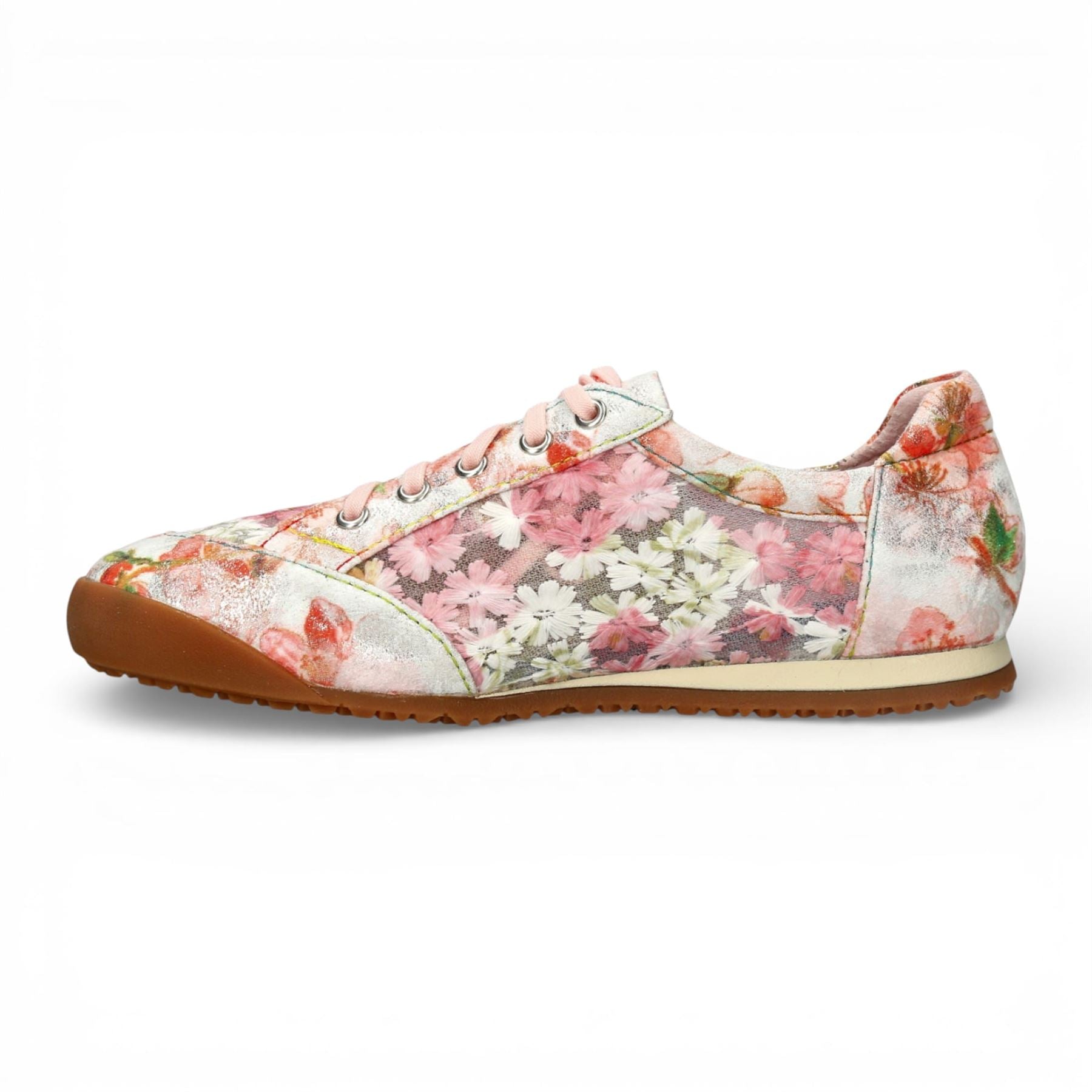 Tivanao 05 - Women's Pink Floral Leather Sneakers
