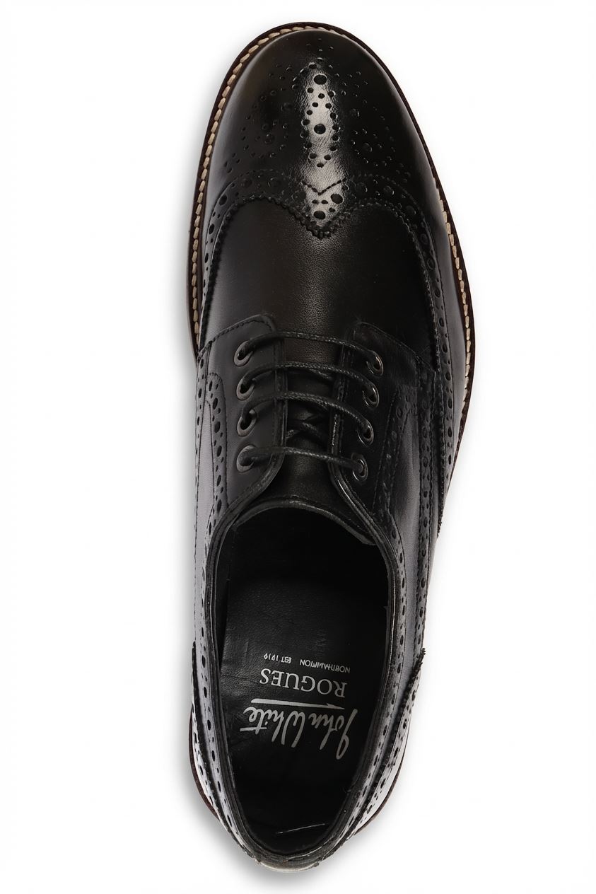 Stokes - Men’s Black Leather Wingtip Brogue Lace-Up Shoes