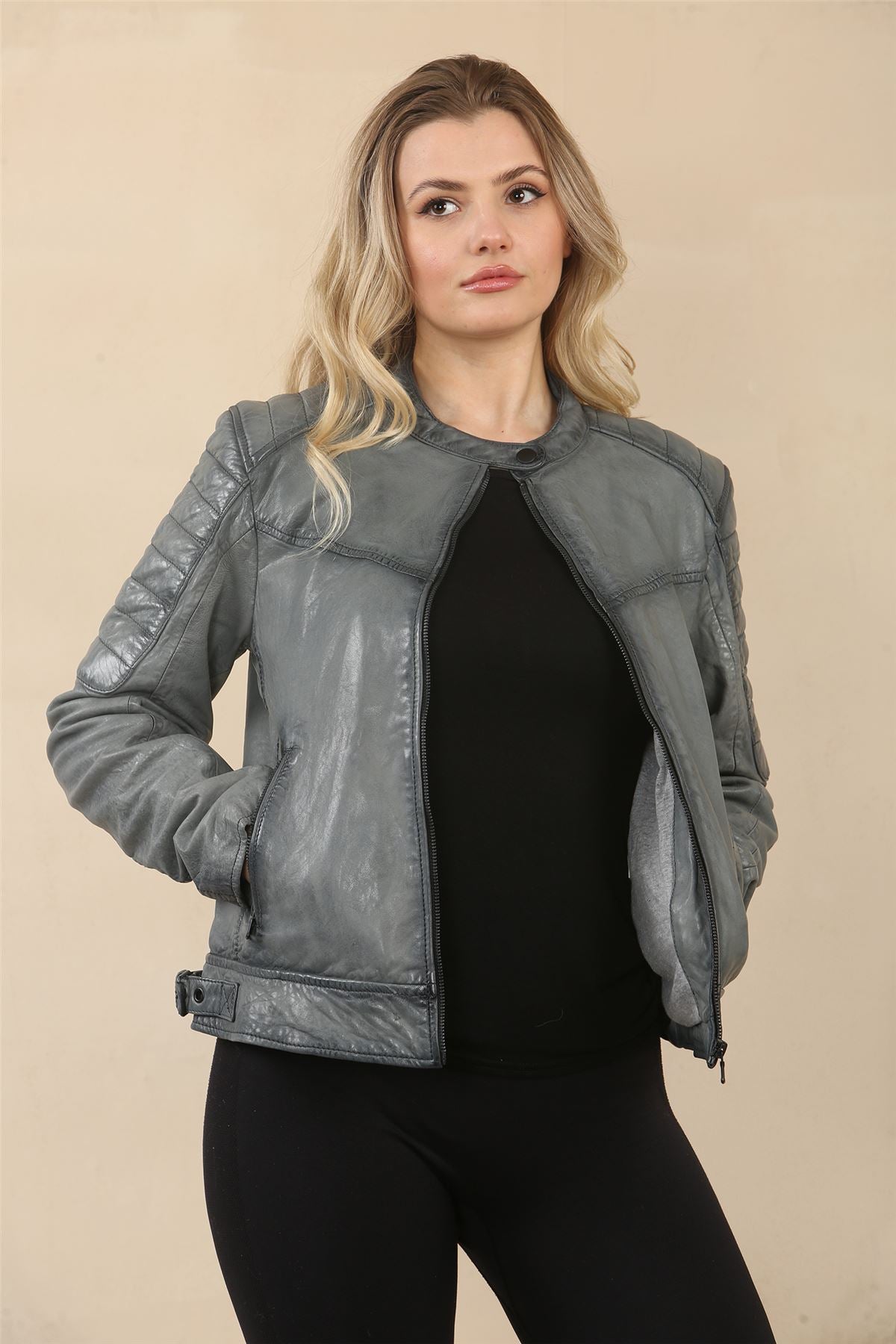 Women's Retro Quilted Leather Biker Jacket