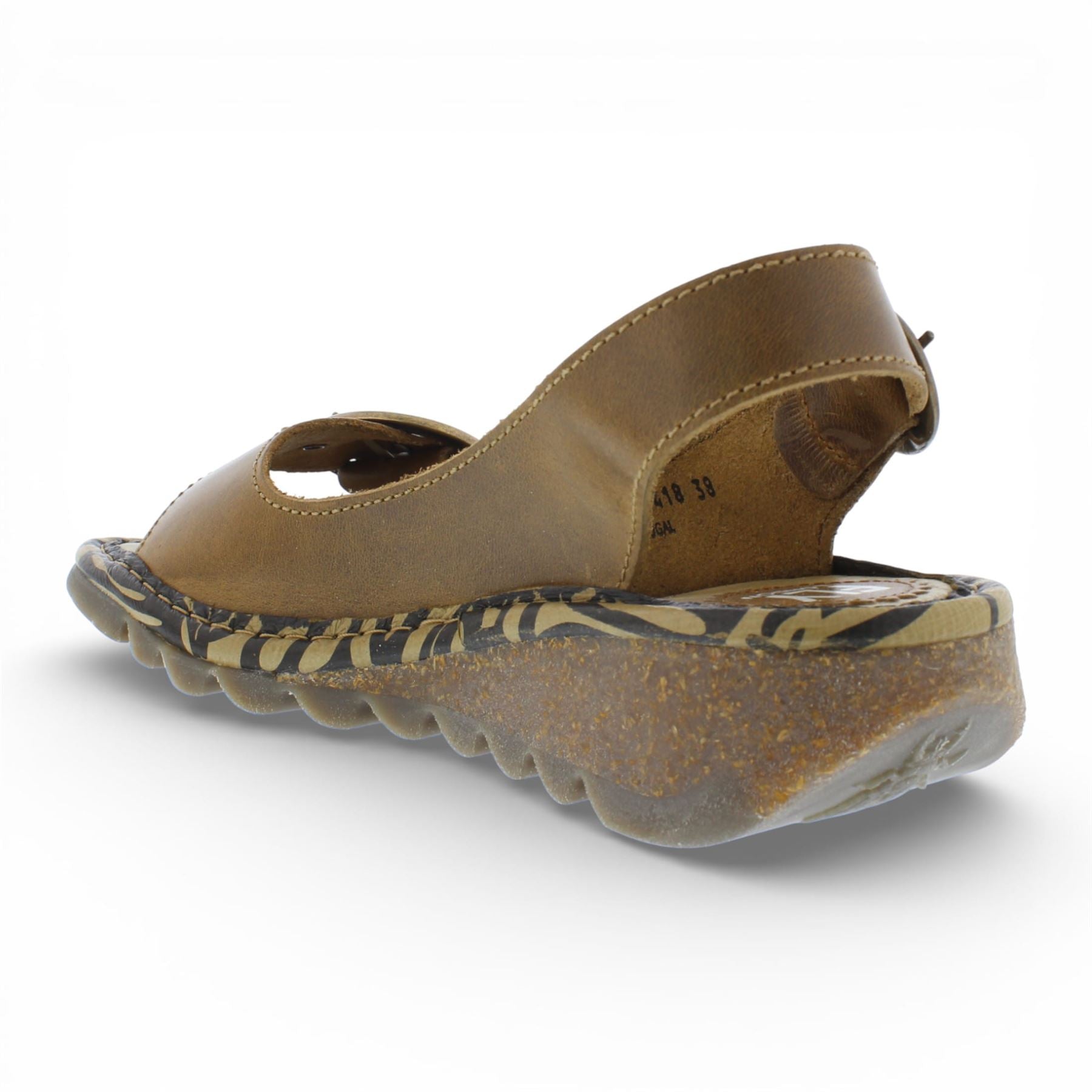 TRAM723FLY - Women’s Camel Brown Leather Wedge Sandals