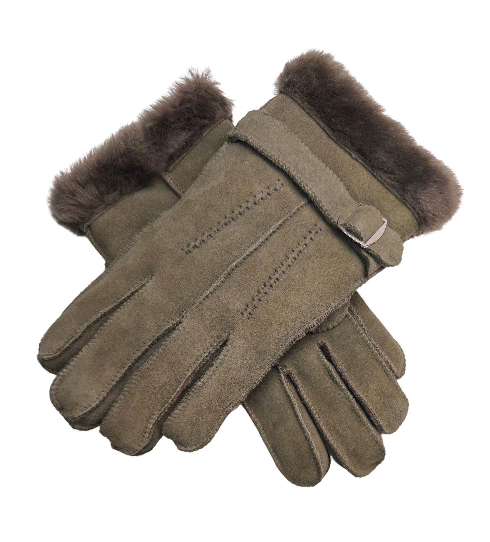 Men’s Sheepskin Suede Leather Wool Lining Gloves