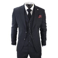 Mens Classic 3 Piece Suit Black Pocket Chain Wedding Tailored Fit Vintage Formal - Knighthood Store