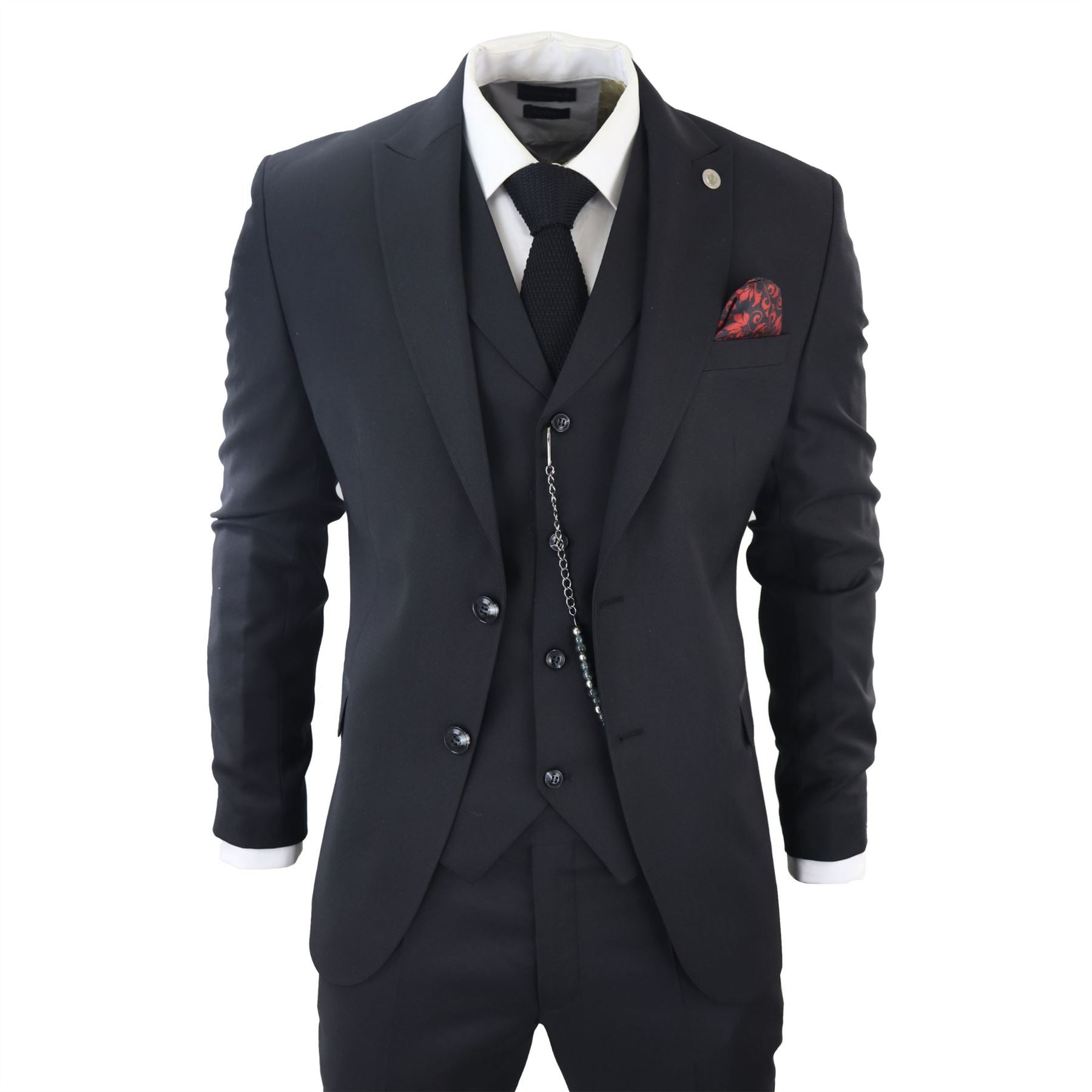 TruClothing James Men 3 Piece Black Suit