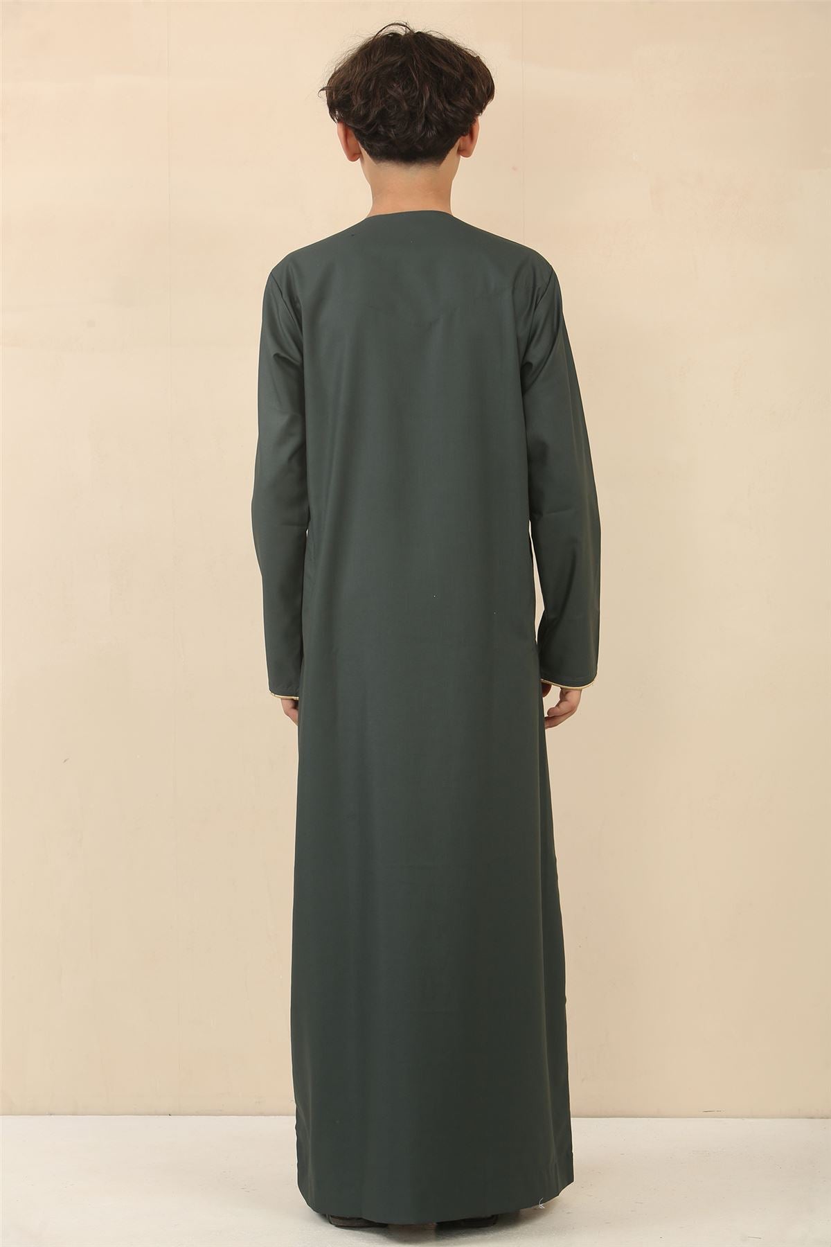 Boy's Thobe Emirati Omani Jubba Islamic Clothing Muslim Kaftan Eid Robe Arab Gold Embroidery