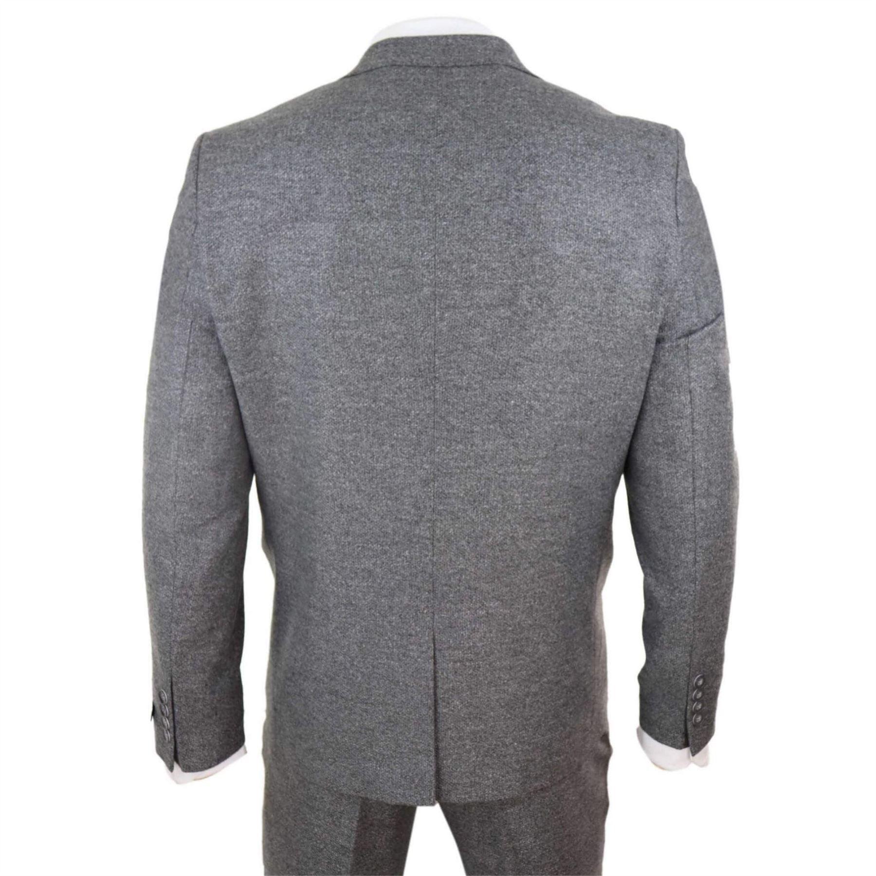 Mens Grey Wool 3 Piece Suit Double Breasted Waistcoat Tweed 1920s - Knighthood Store