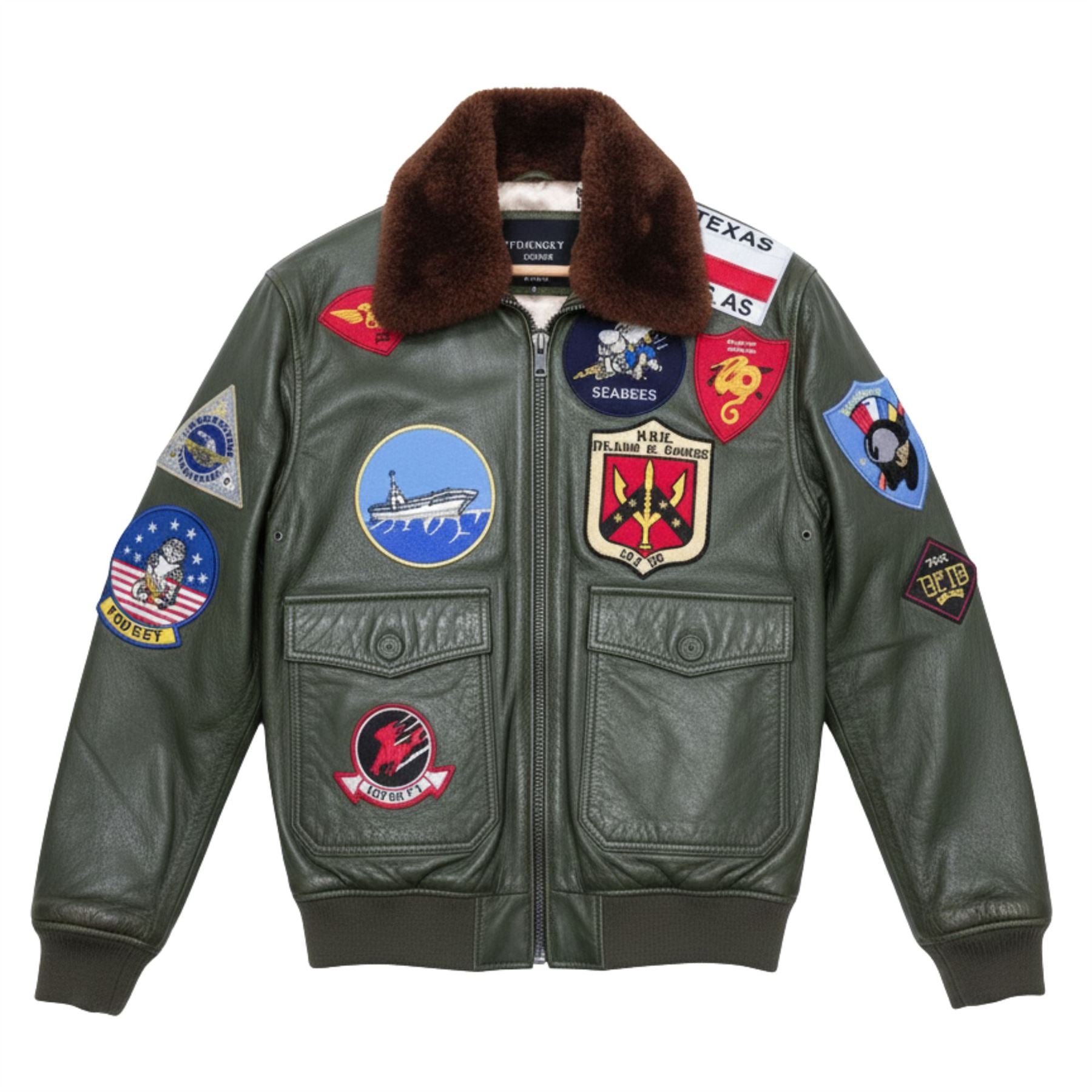 Men's Cowhide Top Gun Maverick Leather Aviator Bomber Jacket