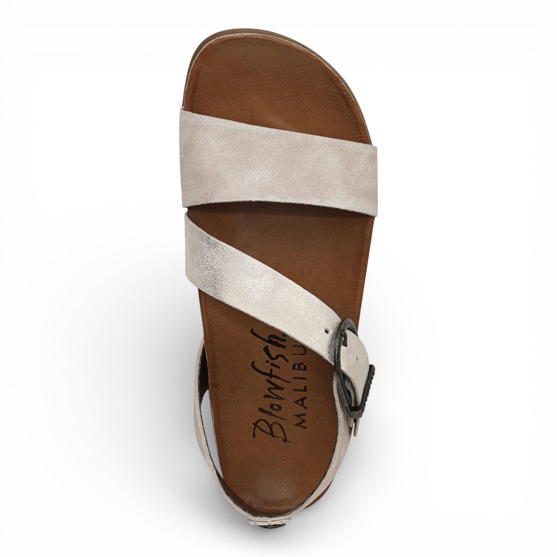 Lance - Women's Cloud Silver Footbed Strappy Flat Sandals