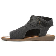 Denver - Women's Charcoal Strappy Low Wedge Sandals